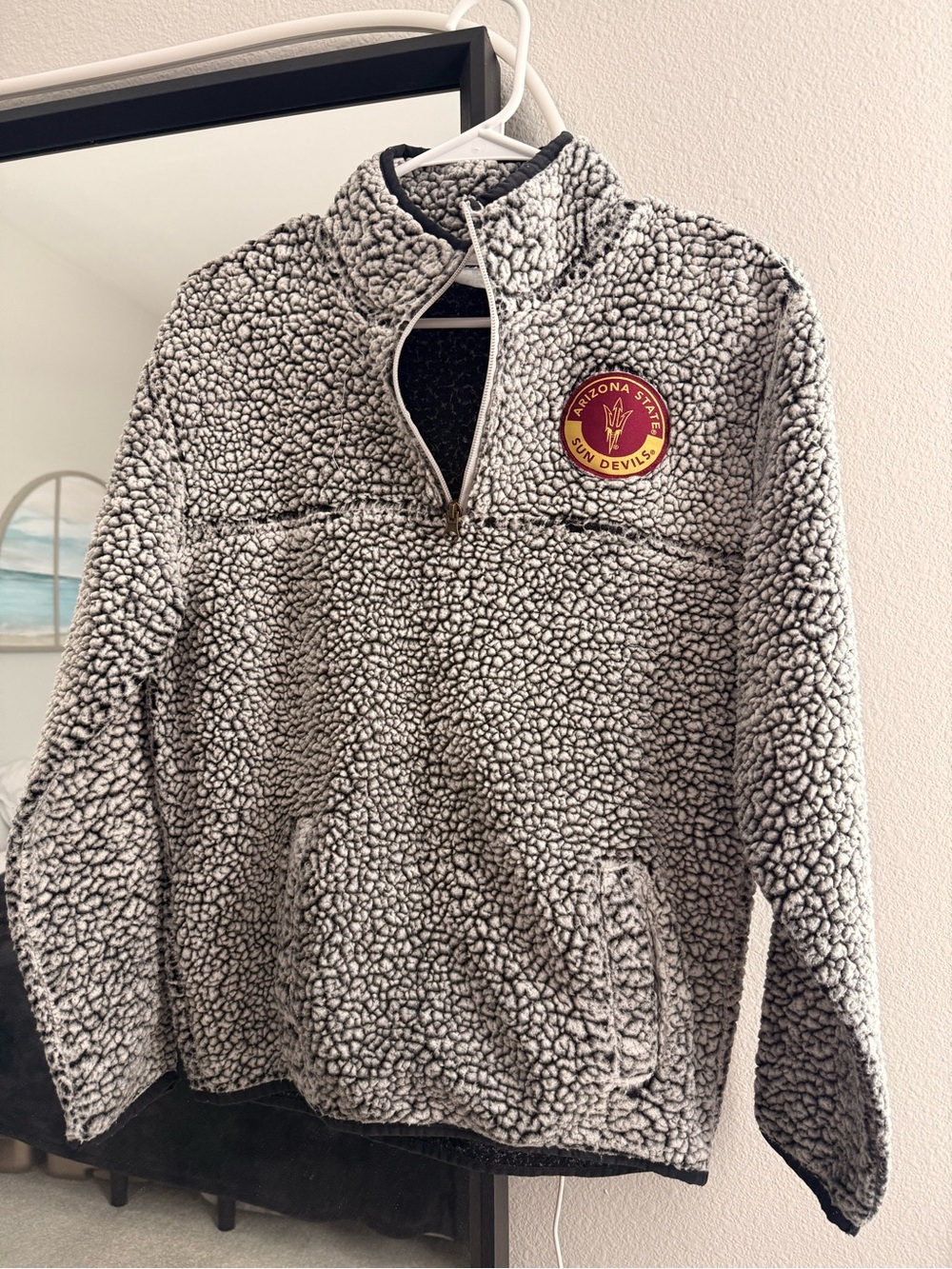 ASU Gray Sherpa Quarter-Zip Pullover